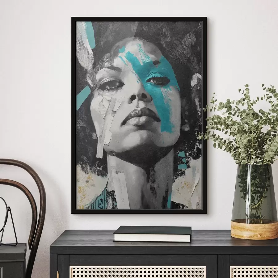 Fototapeedid Segameedia portree koos fragmentide värvilöökide ja tekstuuridega f45416