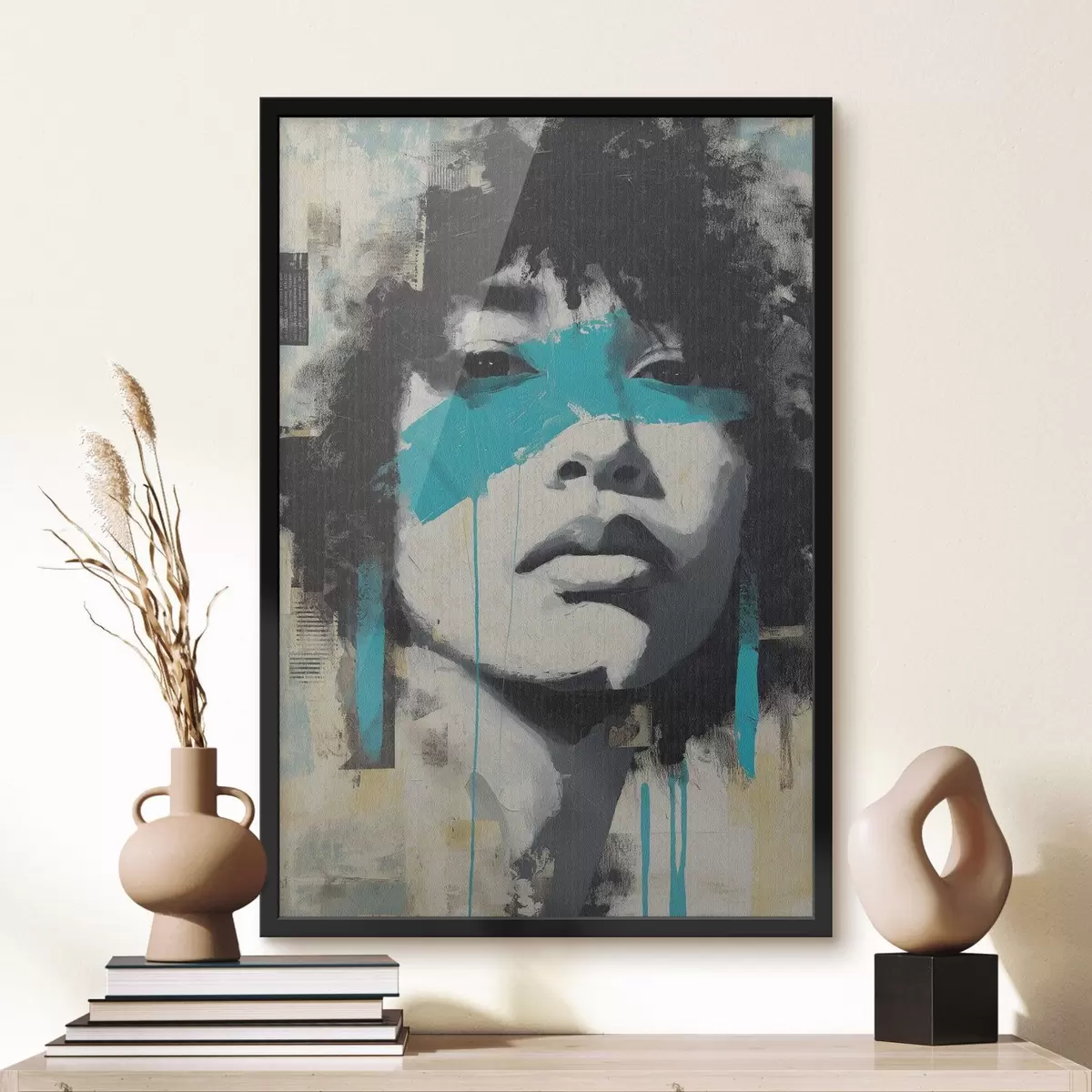 Plakat Segameedia portree koos fragmentide värvilöökide ja tekstuuridega f45417