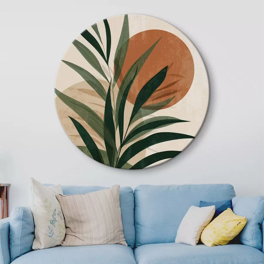 Pilt Rohelised lehed ja päikeseloojang r45394