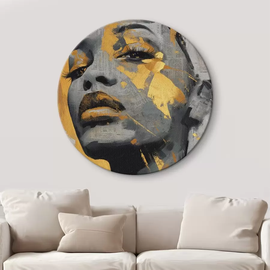 Pilt Segameedia portree ajalehefragmentide ja dekoratiivsete pintslitõmmetega r45419