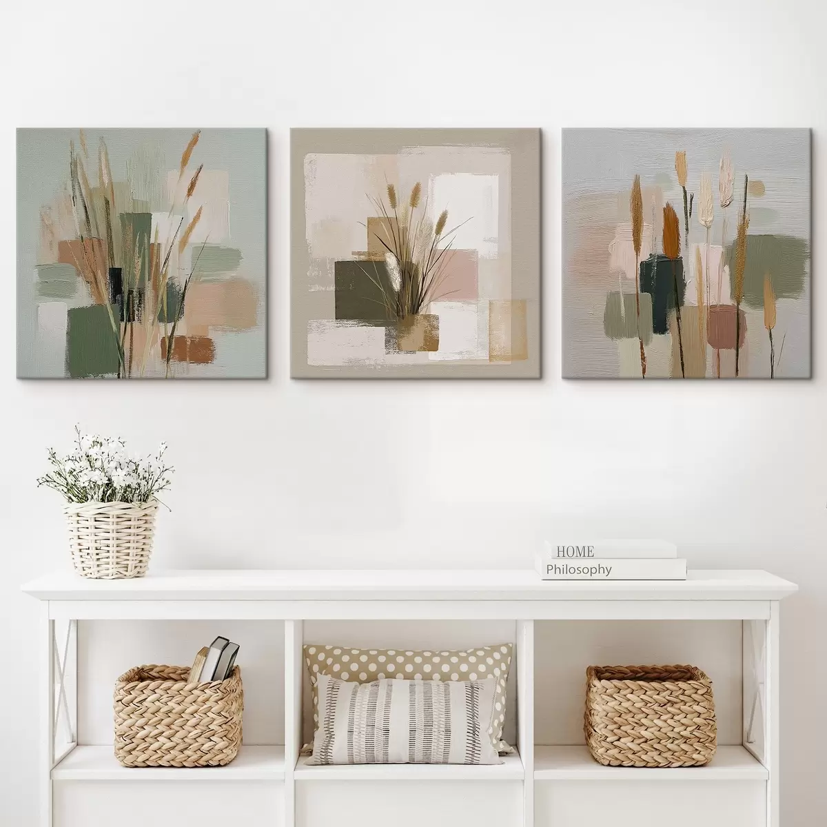 Pilt Lillede ja õrnade pintslitõmmete kompositsioon m00594