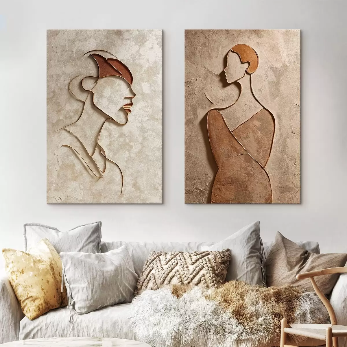 Pilt Inimeste reljeefsed siluetid minimalistlikus stiilis m00596