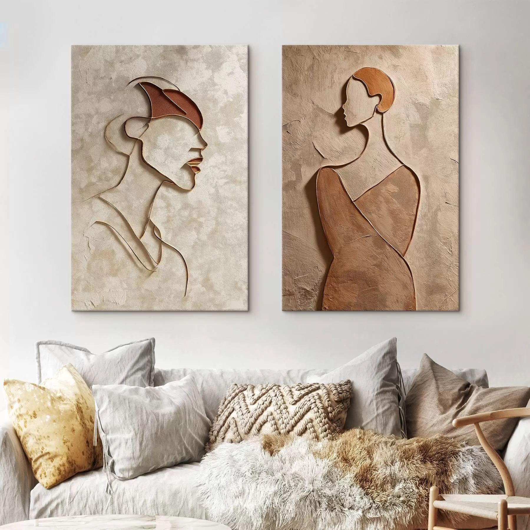 Pilt Inimeste reljeefsed siluetid minimalistlikus stiilis m00596