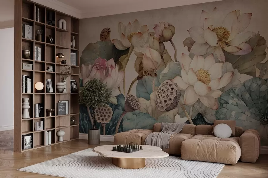 Fototapeedid suured tekstuursed vesiroosid w04309