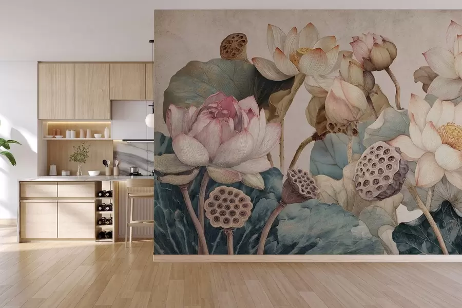 Fototapeedid suured tekstuursed vesiroosid w04309