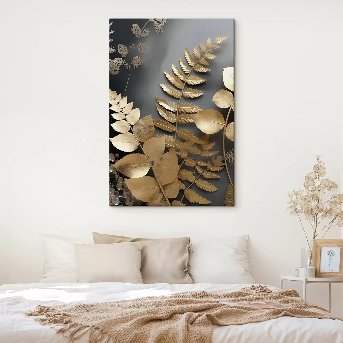 Pilt Eukalüpti oksad ja troopilised lehed tumedal taustal s45333