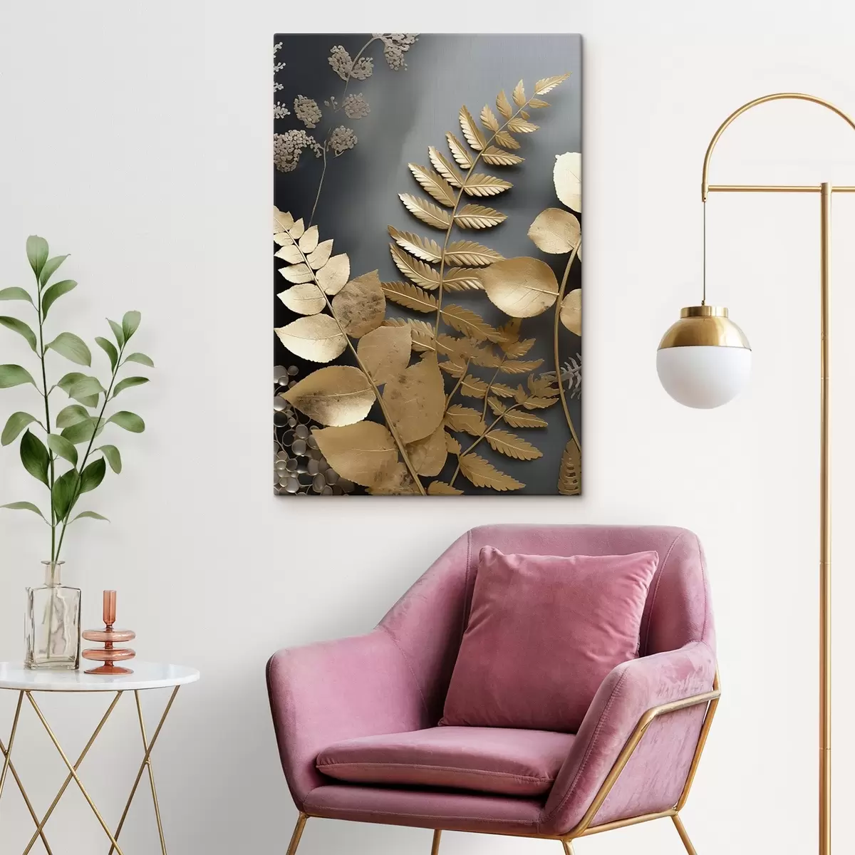 Pilt Eukalüpti oksad ja troopilised lehed tumedal taustal s45333