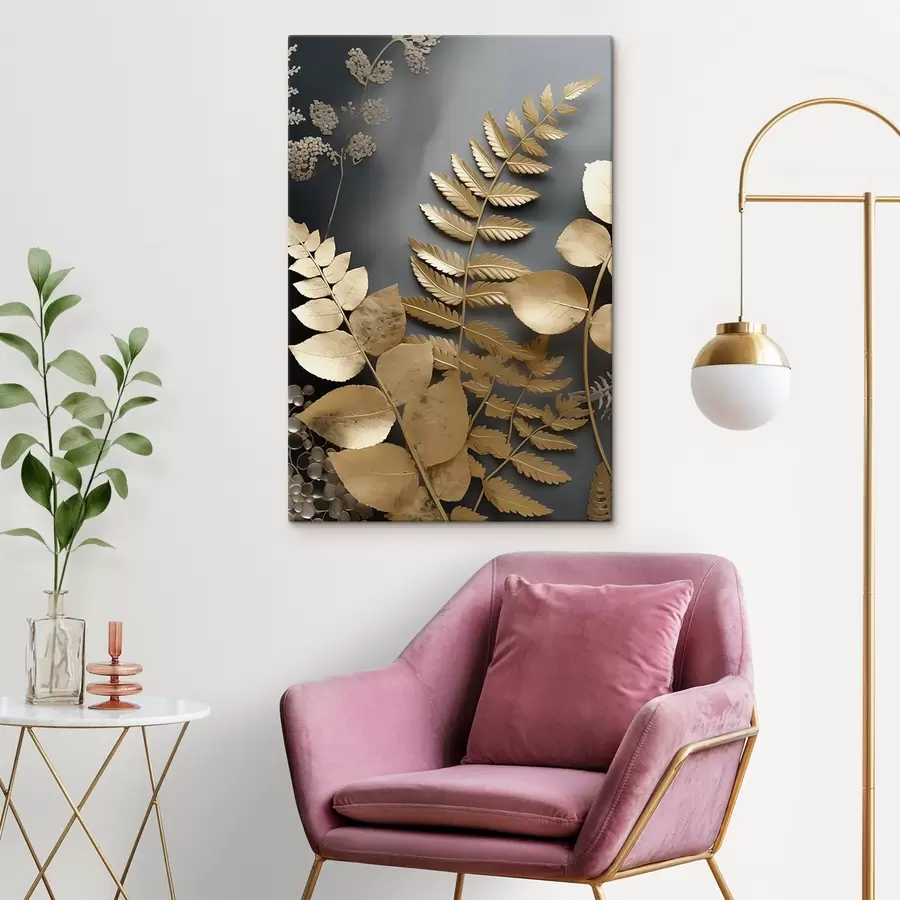 Pilt Eukalüpti oksad ja troopilised lehed tumedal taustal s45333