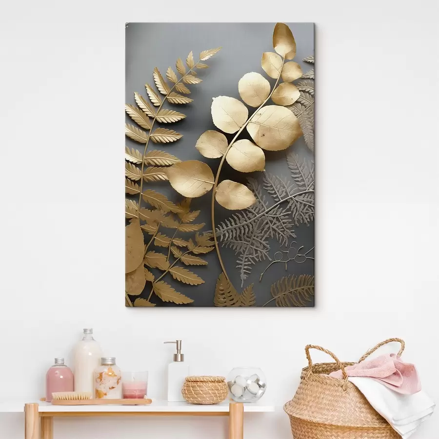 Pilt Sõnajalad ja eukalüptide oksad tumedal taustal s45334