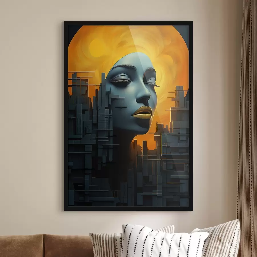 Fototapeedid Inimesed, tüdruku nägu linna abstraktsel taustal f45342