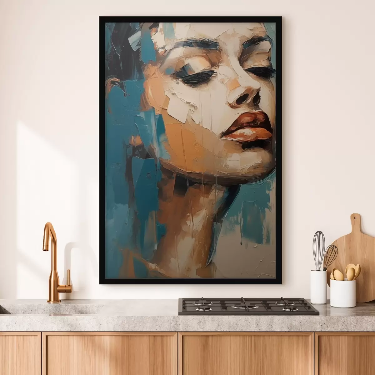 Plakat Naise portree suletud silmadega f45439