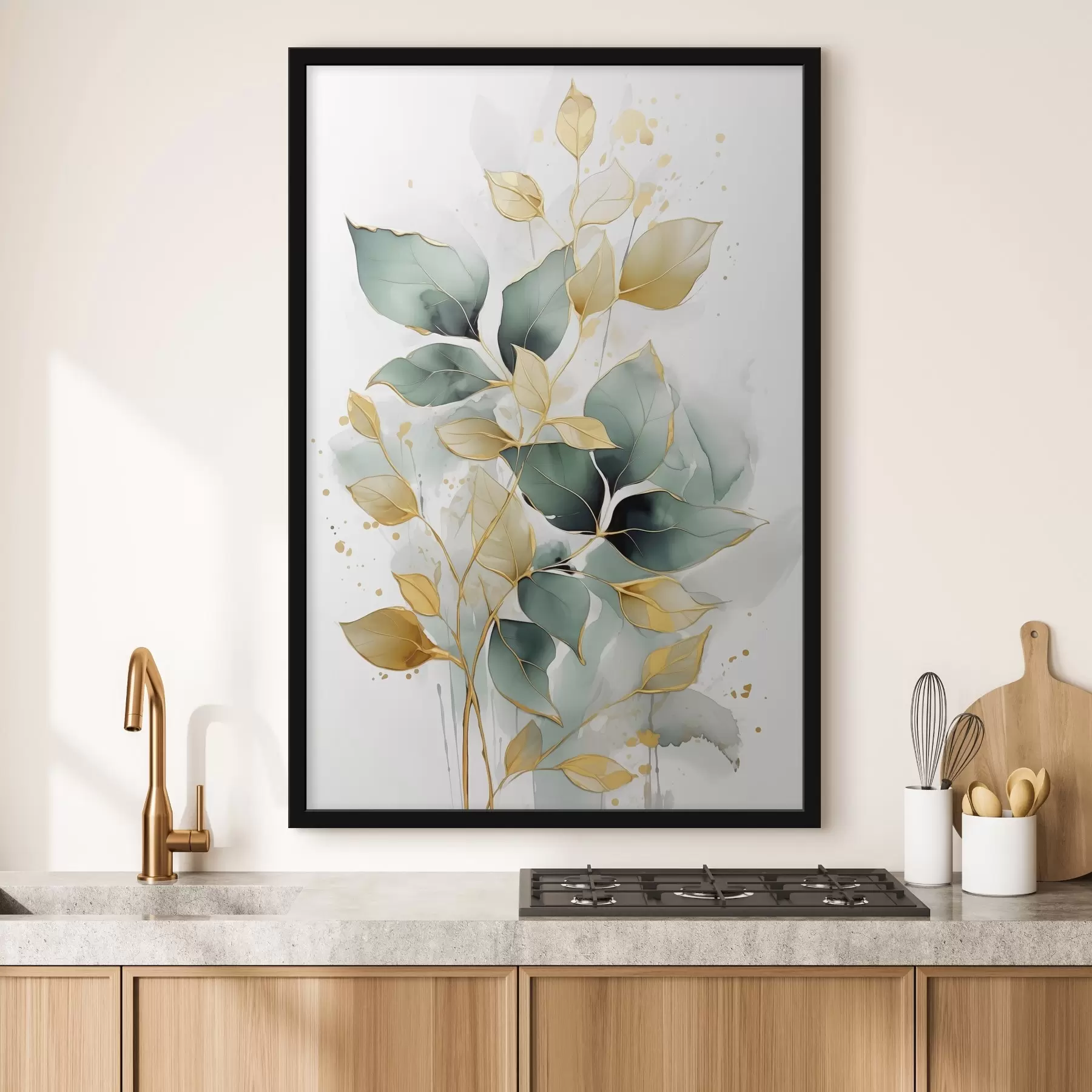 Fototapeedid Abstraktne lehtedega haru f45366