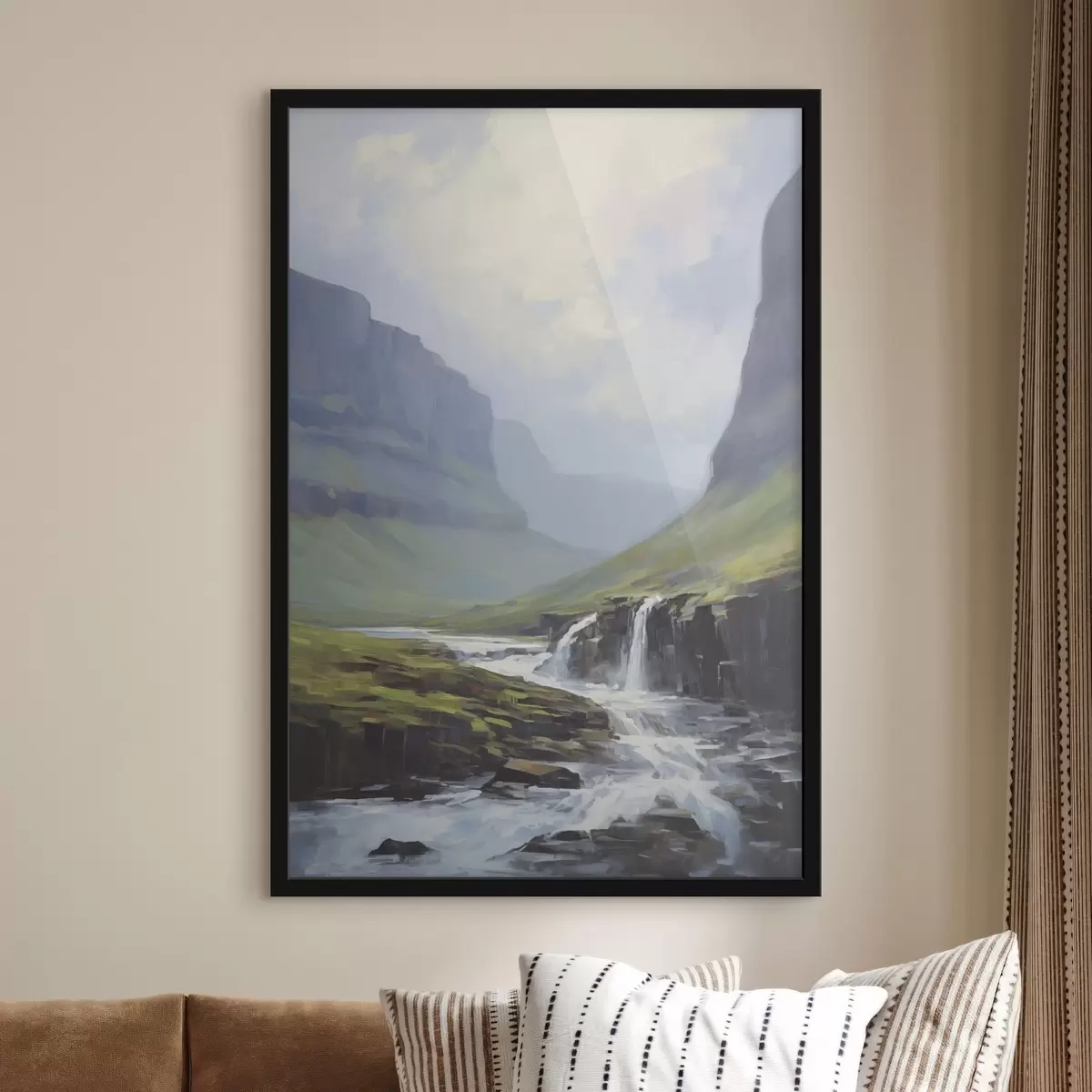 Plakat Maastik koos jõega fjordide lähedal f45459