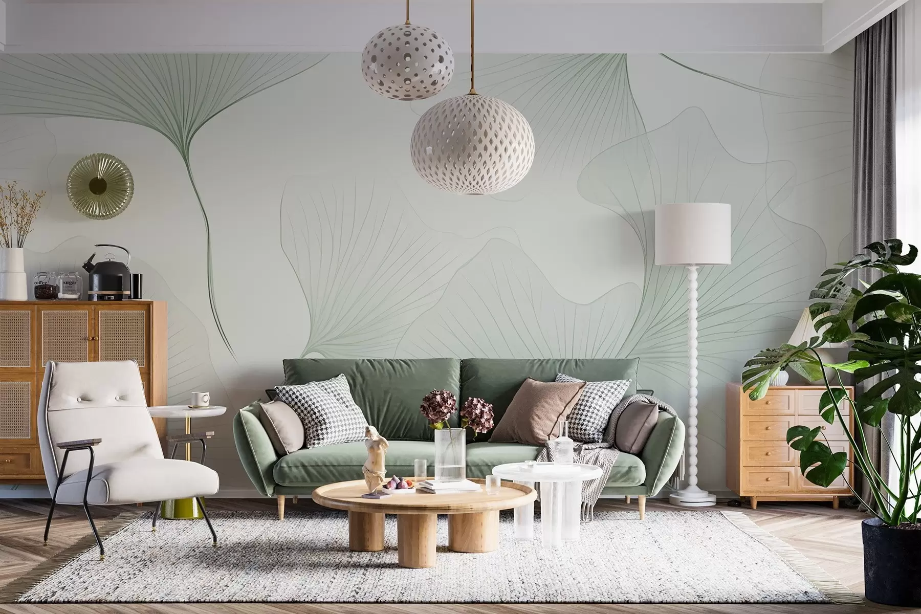 Fototapeedid Läbipaistvad ginkgo lehed w04433v2