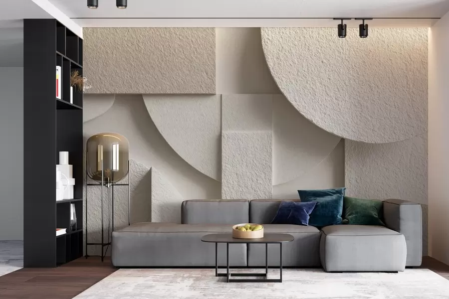 Fototapeedid Abstraktne kompositsioon beežist geomeetrilistest kujunditest w04395