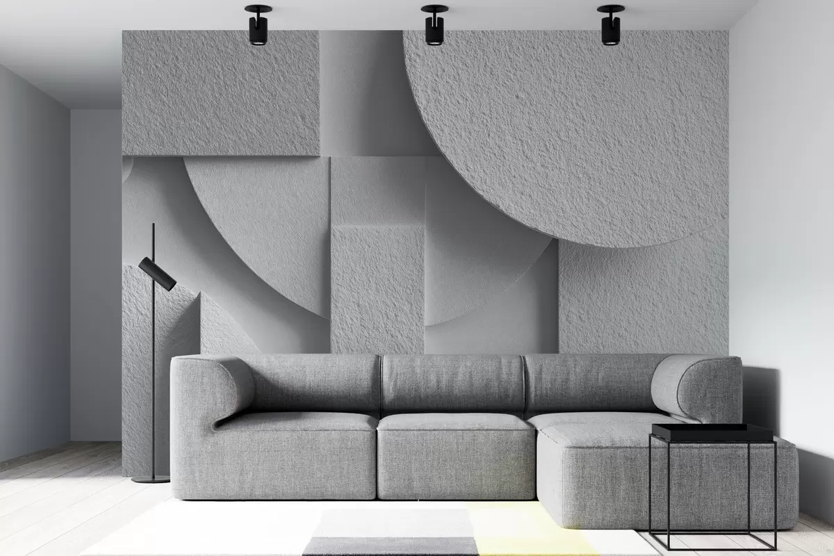 Fototapeedid Abstraktne kompositsioon valgete kolmemõõtmeliste geomeetriliste kujunditega w04395v1