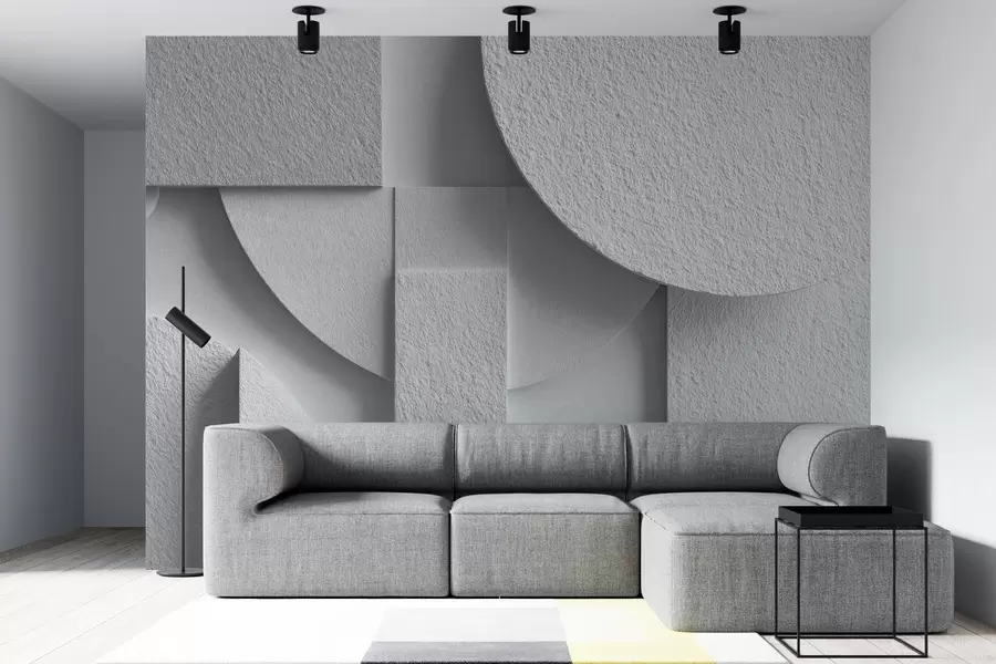 Fototapeedid Abstraktne kompositsioon valgete kolmemõõtmeliste geomeetriliste kujunditega w04395v1