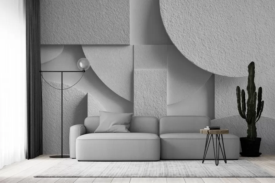 Fototapeedid Abstraktne kompositsioon valgete kolmemõõtmeliste geomeetriliste kujunditega w04395v1