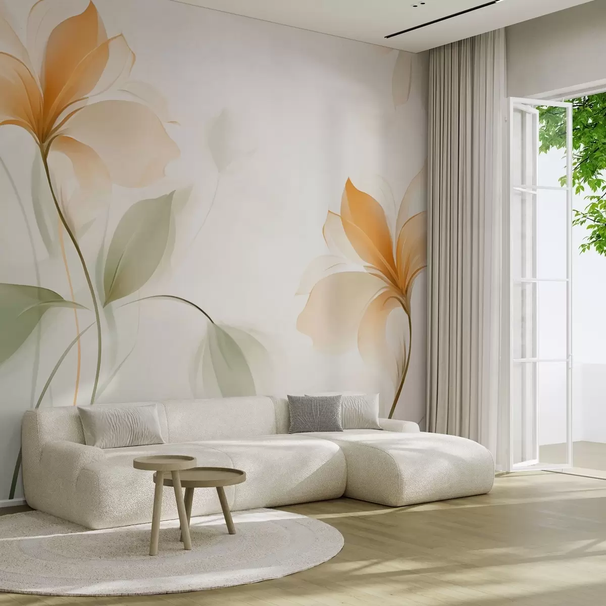 Fototapeedid Läbipaistvad lilled rikkaliku oranži keskusega w04397v1