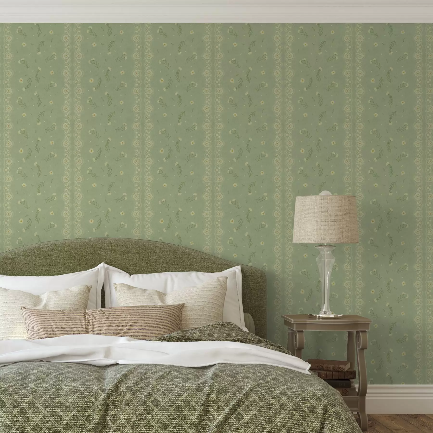 Fototapeedid Roheline tausta marekate ja pitsiservaga a00291