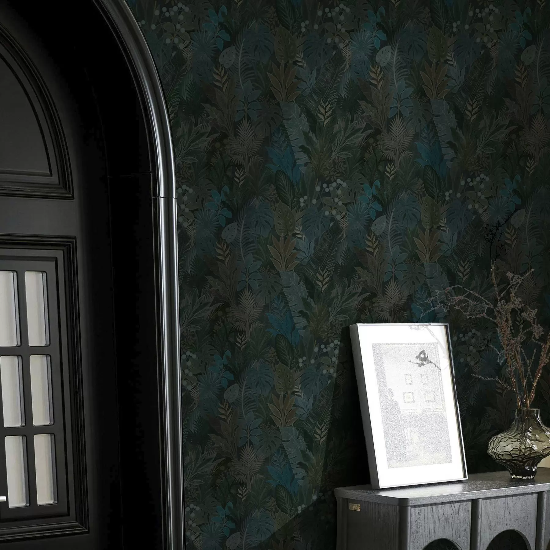 Fototapeedid Tumeroheline troopiline lehestik siniste aktsentidega a00327