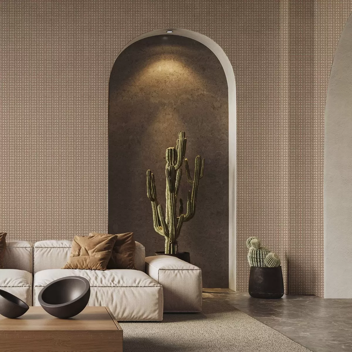 Tapeet Punaste lilledega triibuline ornament a00341