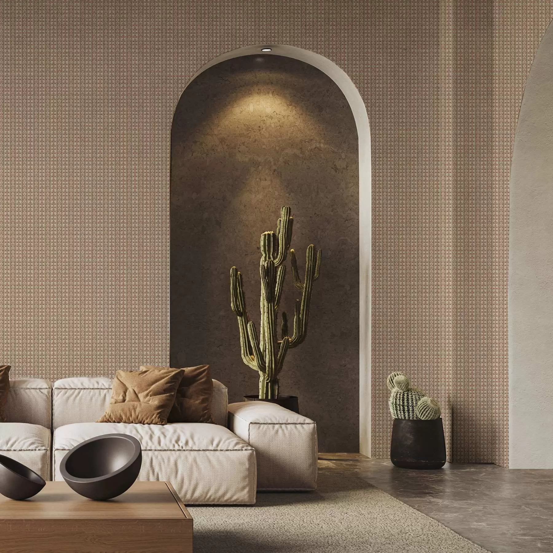 Fototapeedid Punaste lilledega triibuline ornament a00341