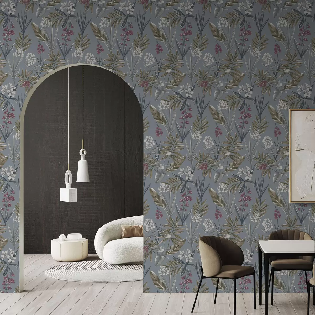 Tapeet Lilleõied sinihallil taustal a00350
