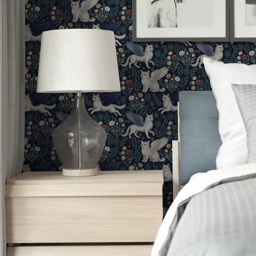 Fototapeedid Fantaasiakassid tiibadega lillede vahel a00408