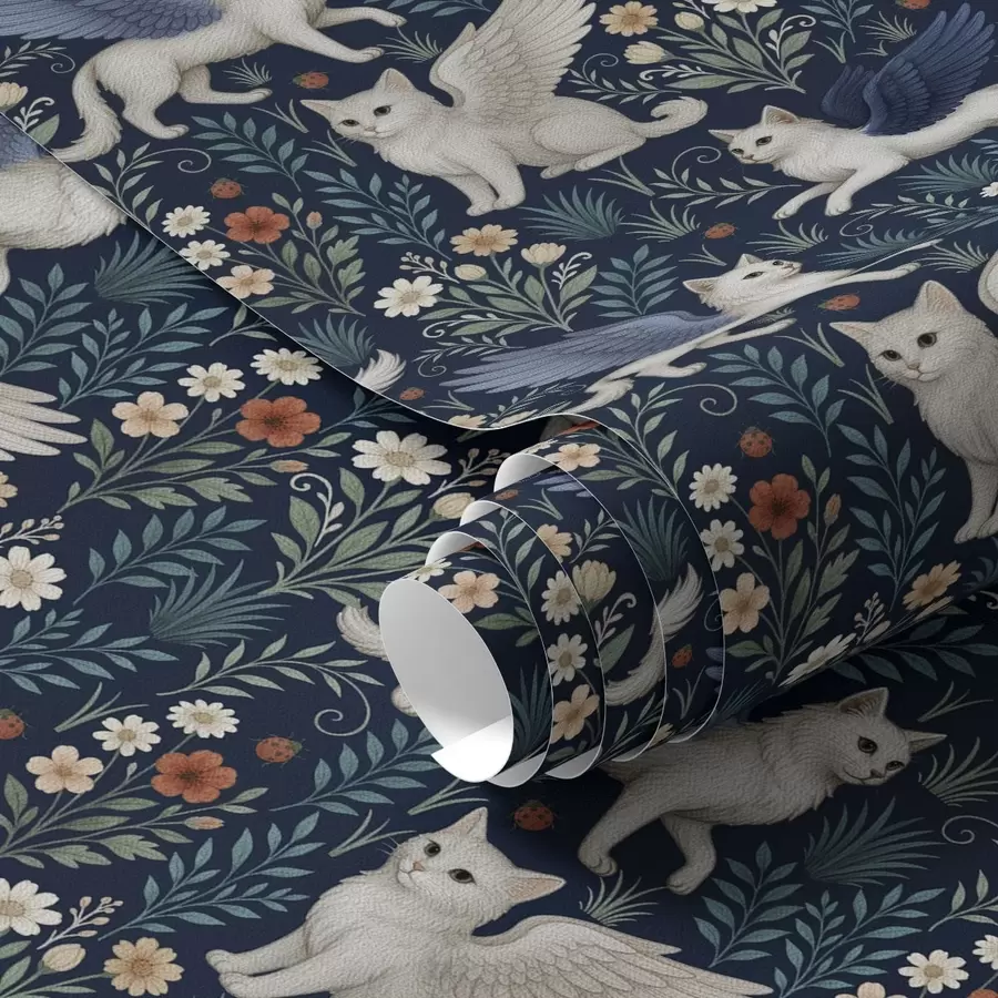 Fototapeedid Fantaasiakassid tiibadega lillede vahel a00408