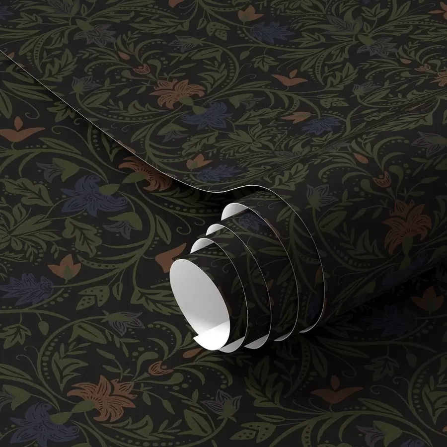 Fototapeedid Tume ornament klassikalises stiilis taimedega a00412