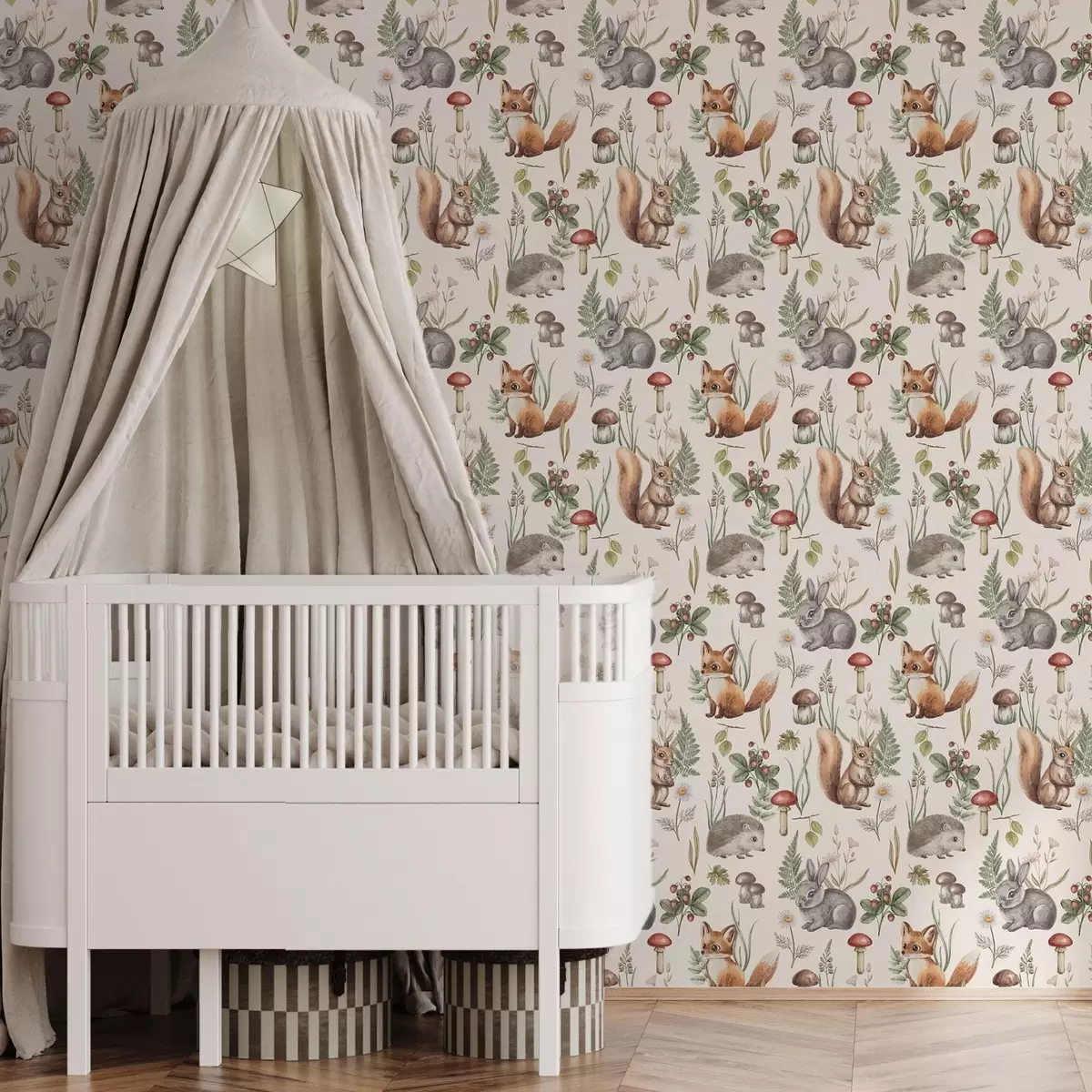 Tapeet Metsaloomad, seened ja taimed muinasjutulises stiilis a00477