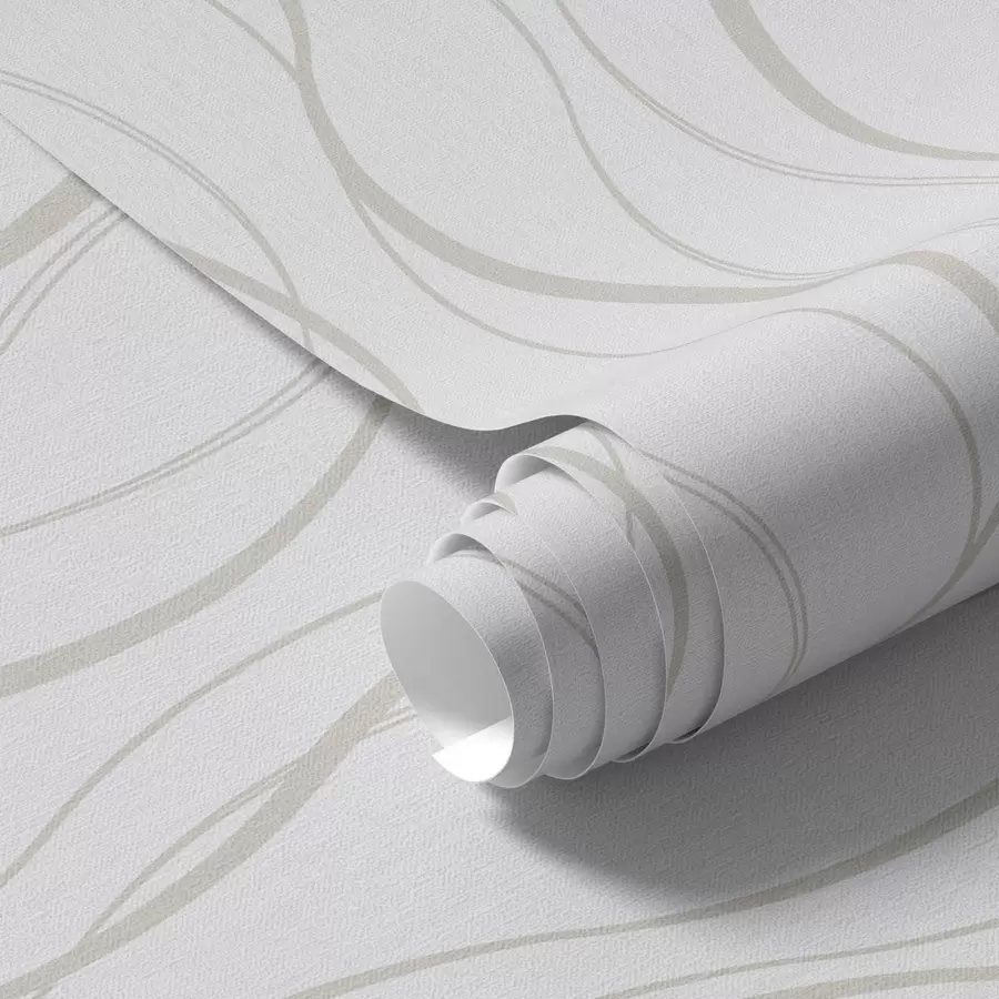 Fototapeedid Abstraktsed lainelised beežid jooned valgel taustal a00480