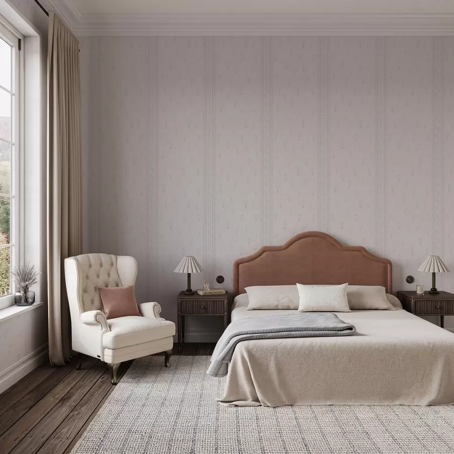 Fototapeedid Roosa taust õrnade siniste lillede ja äärisega a00484