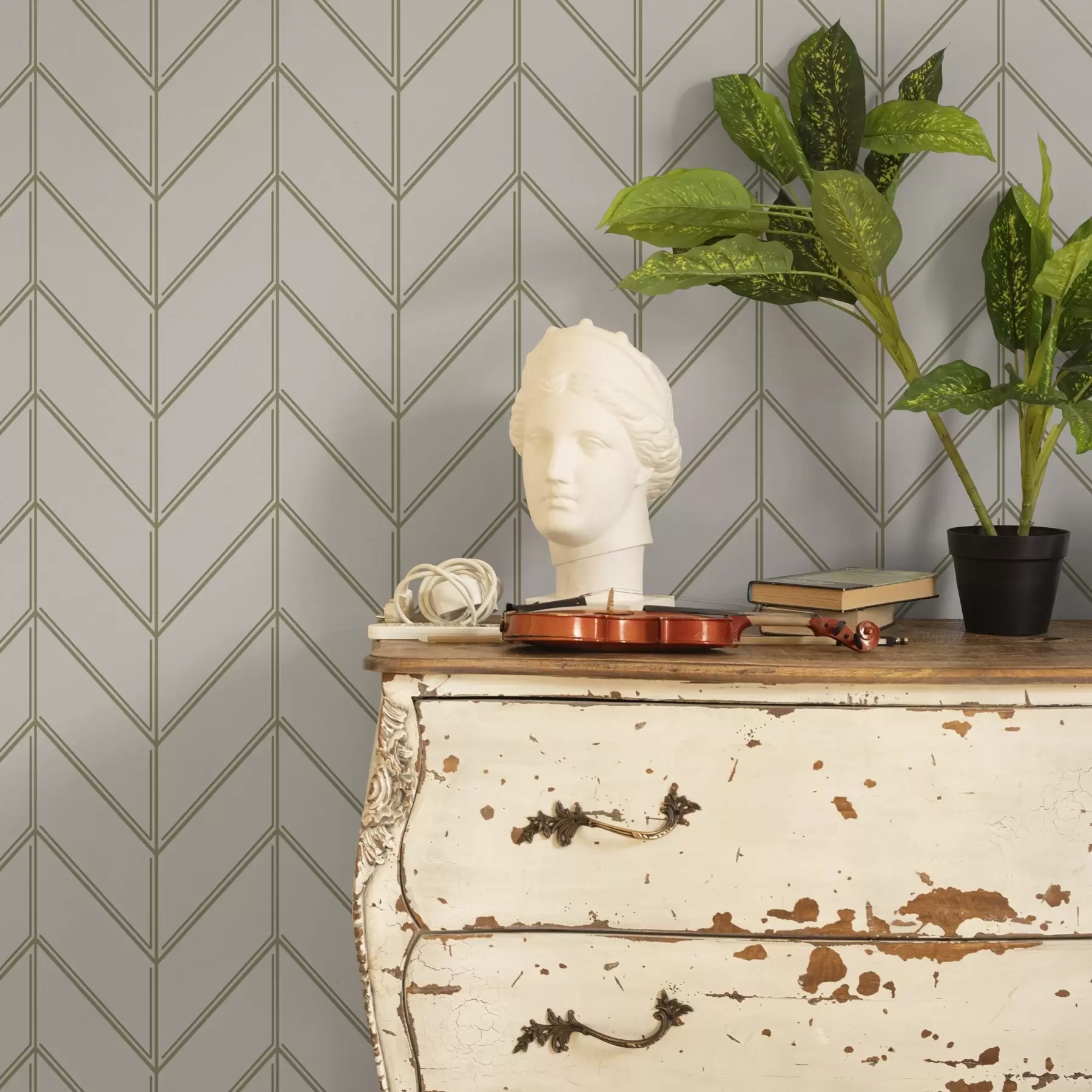 Fototapeedid Geomeetria kuusepuude kujul topeltjoontega a00488