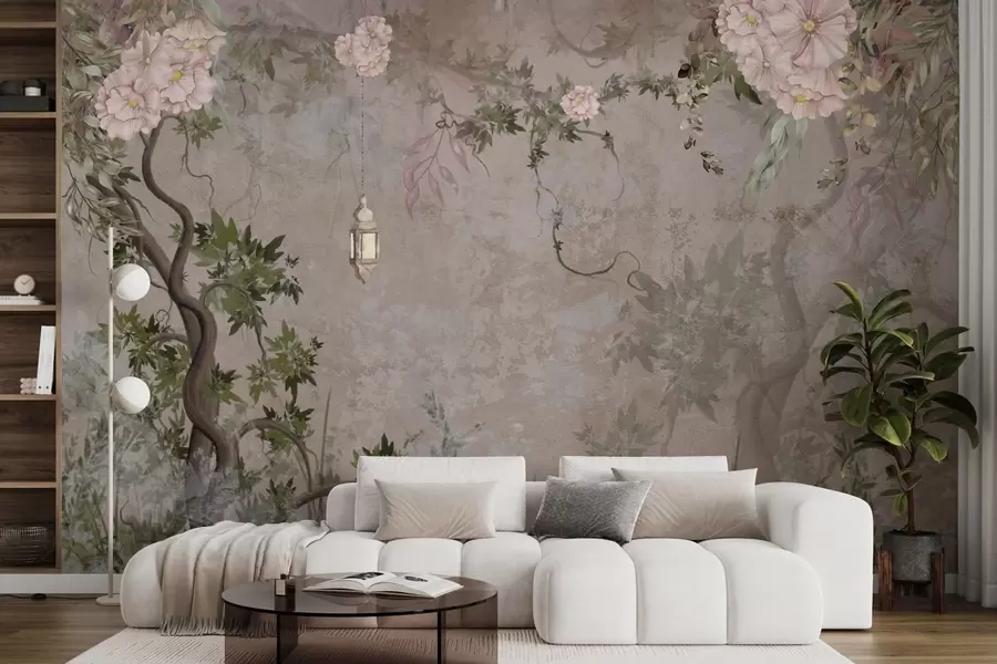 Fototapeedid Lillede, puude ja laternaga muinasjutuaed w04416