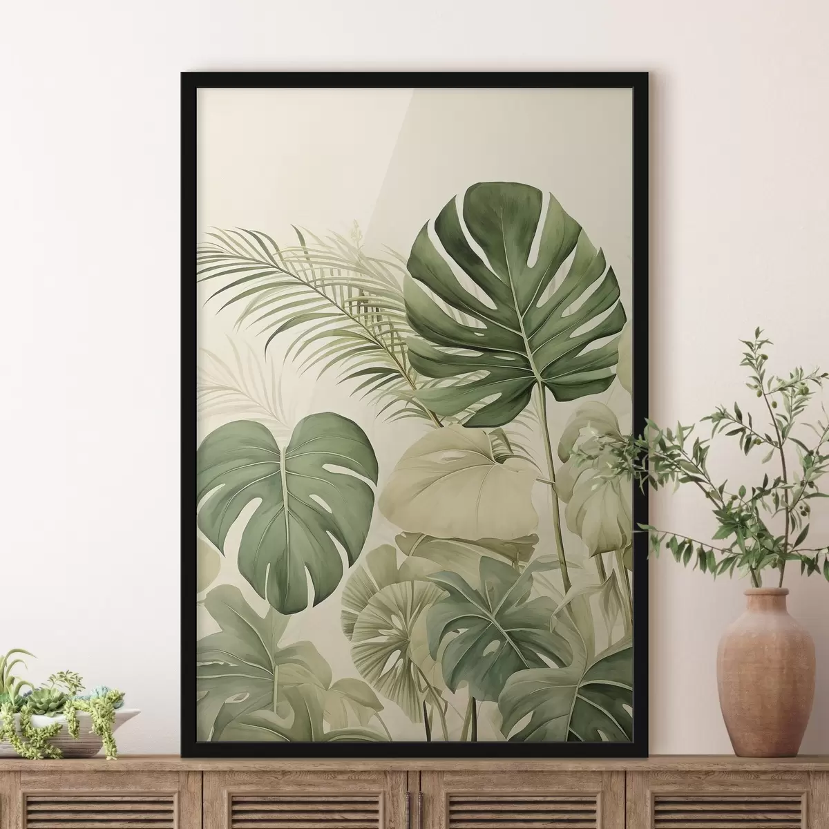 Plakat Monstera lehed ja troopilised f45614