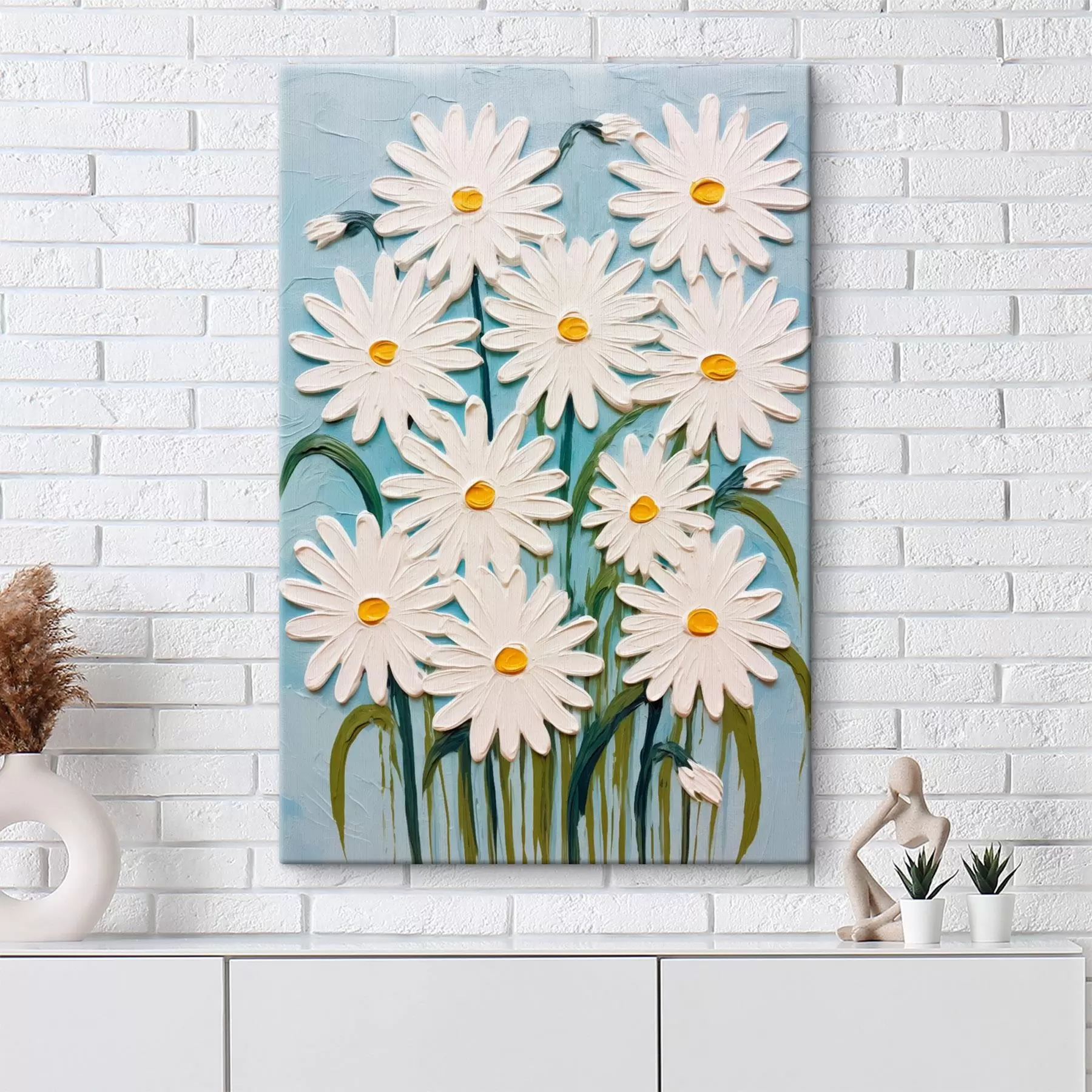 Pilt Reljeefimaali stiilis marekad: kompositsioon sinisel taustal s45527