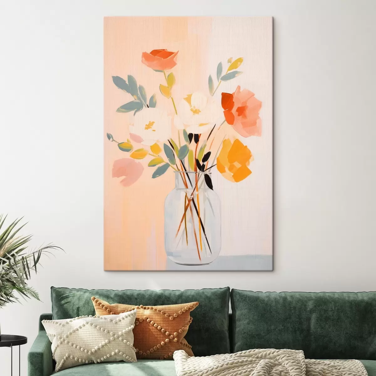 Pilt Dekoratiivsed lilled: abstraktne kimp vaasis heledal taustal s45539