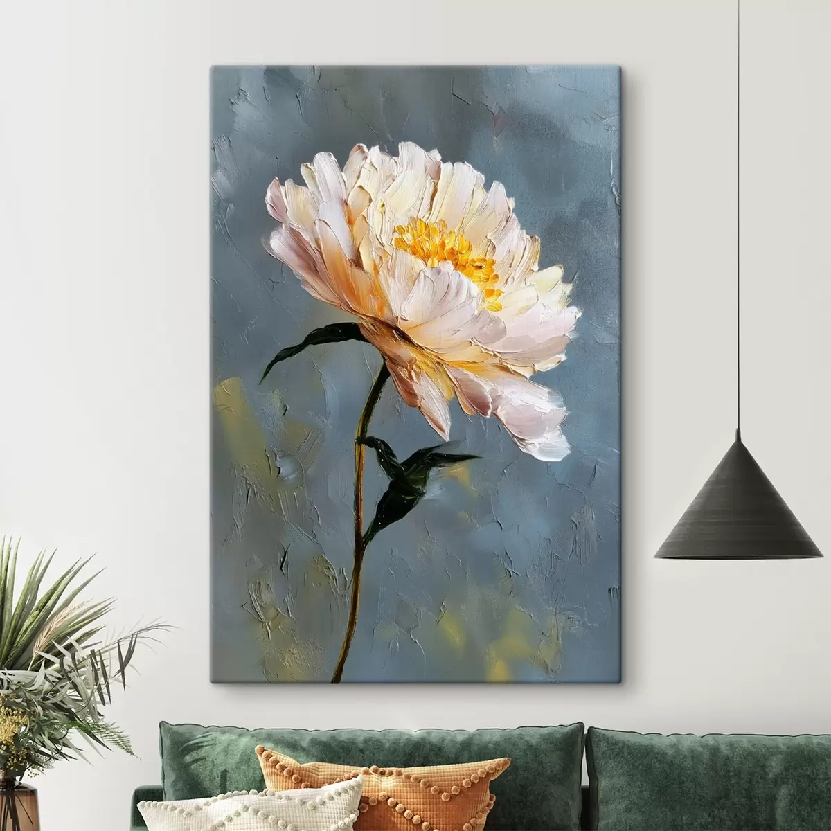 Pilt Abstraktne lill: kompositsioon sinistes ja hallides toonides s45542