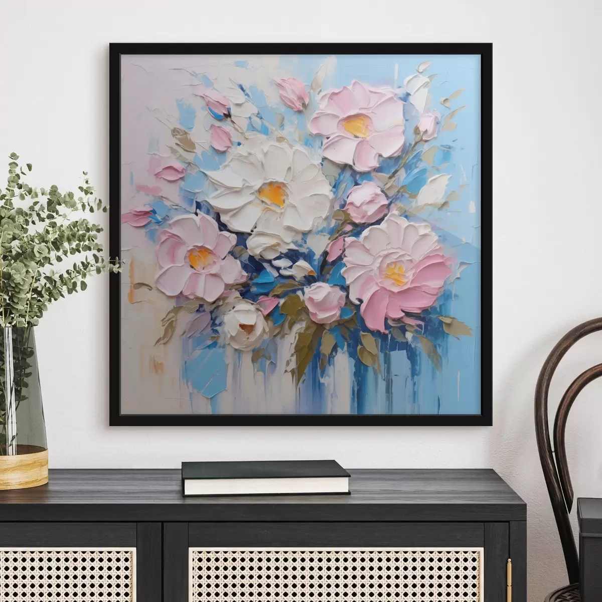 Plakat Maaliline kompositsioon roosa ja sinistes toonides f45538