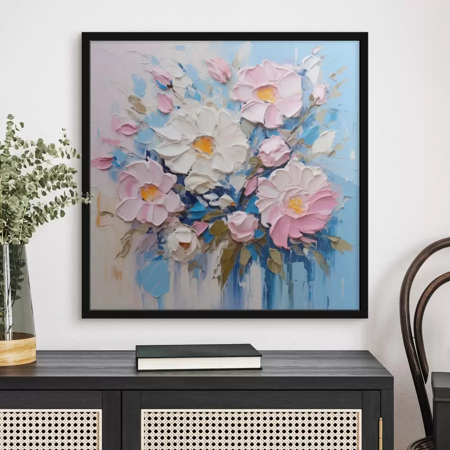 Fototapeedid Maaliline kompositsioon roosa ja sinistes toonides f45538