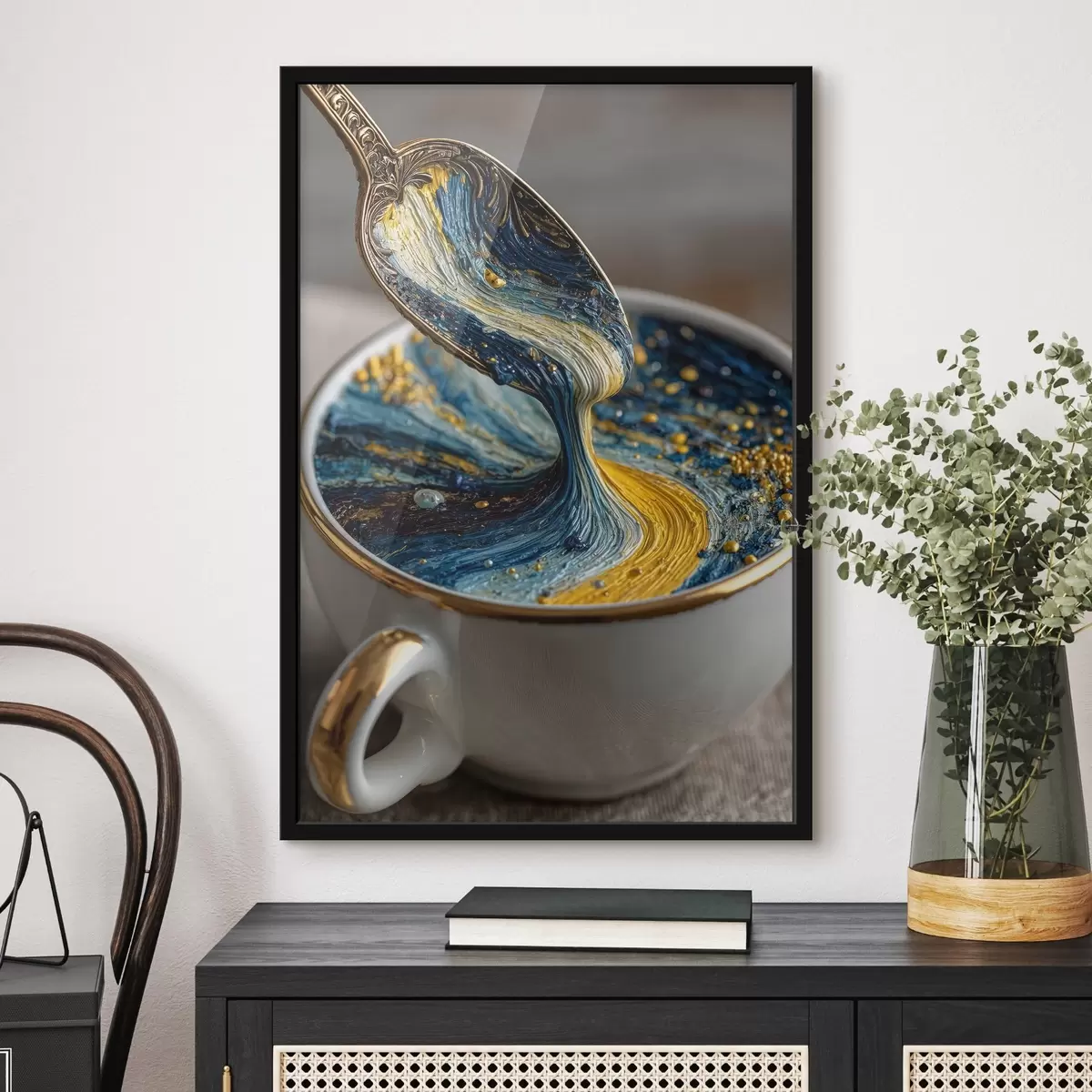 Plakat Abstraktne kompositsioon: segatud värvid tassis Van Goghi stiilis f45545