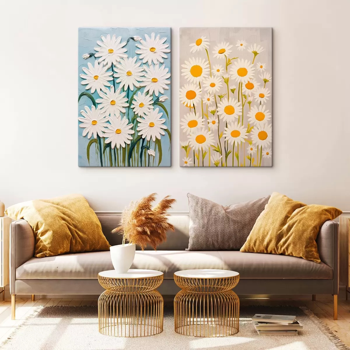 Pilt Kevadine värskus: diptühhon mahukate rukkililledega impasto stiilis m00633