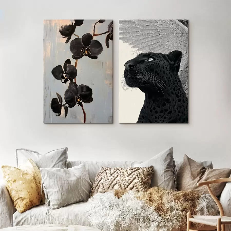 Pilt Tumedad orhideed ja tiibloomad: kunstiline kompositsioon m00640