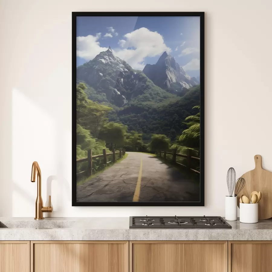 Fototapeedid Mägitee roheliste puude vahel f45525