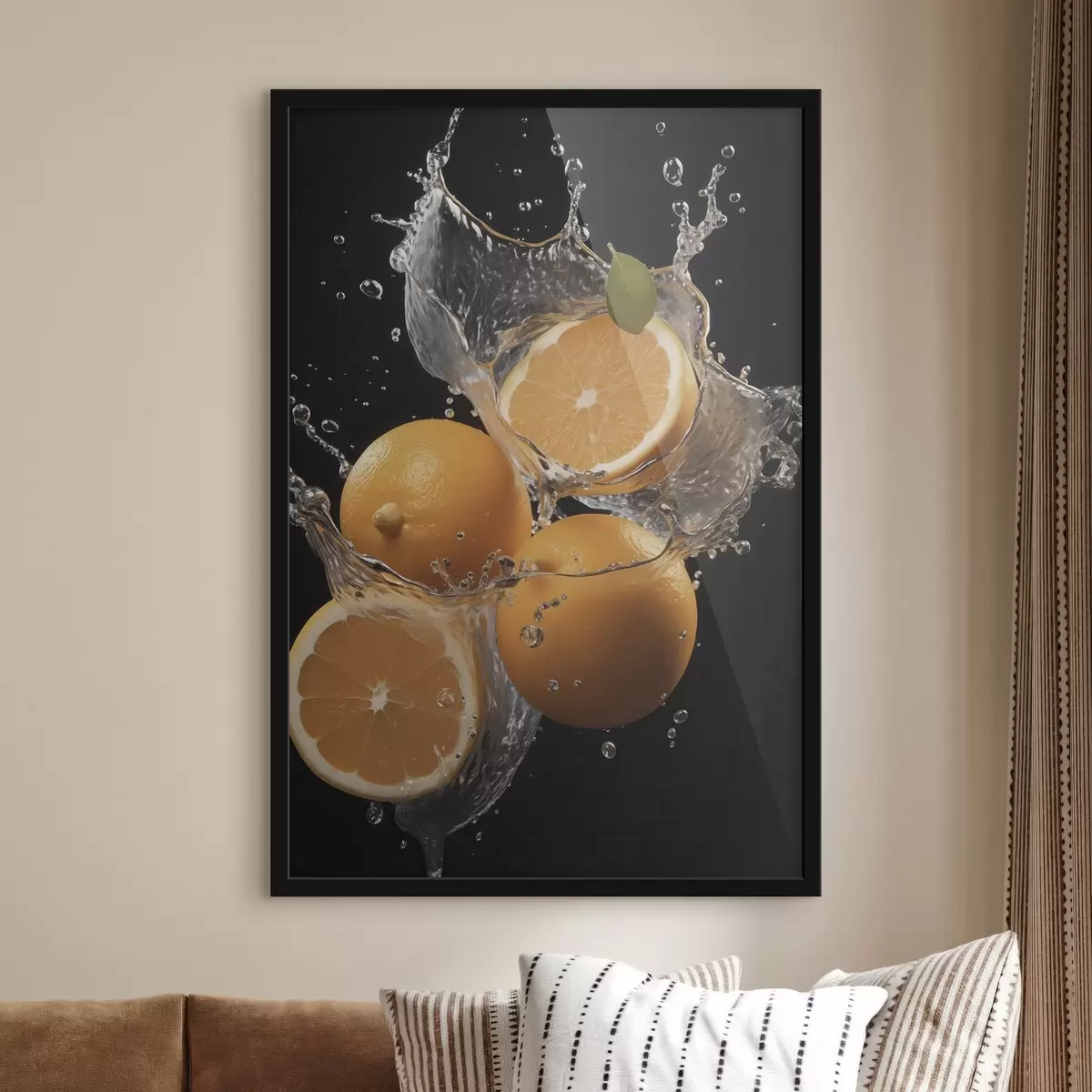 Plakat Mahlased apelsinid vees pritsides f45526