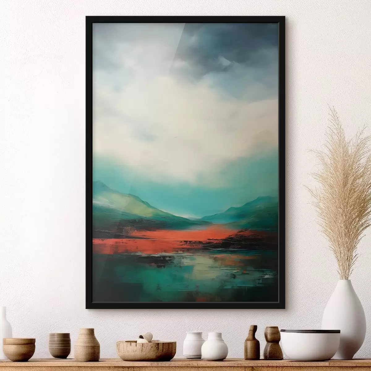 Plakat Helge maastik pilvede ja mägedega f45626