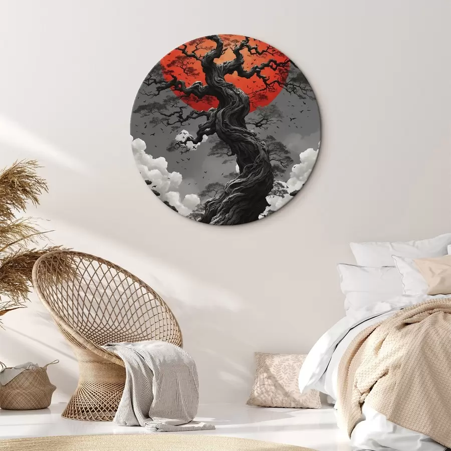 Pilt Abstraktne maastik koos mägedega paberi stiilis r45485