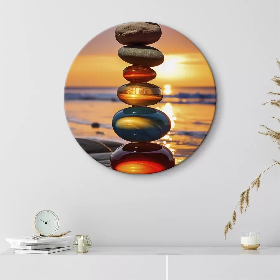 Pilt Paigaldatud kivid päikeseloojangu taustal r45520